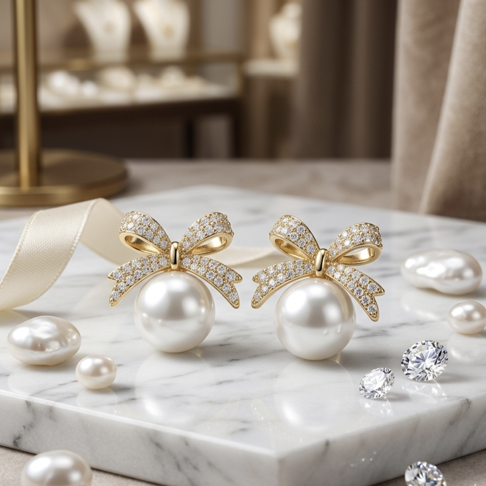 NYXLI Retro Pearl Bow Elegance